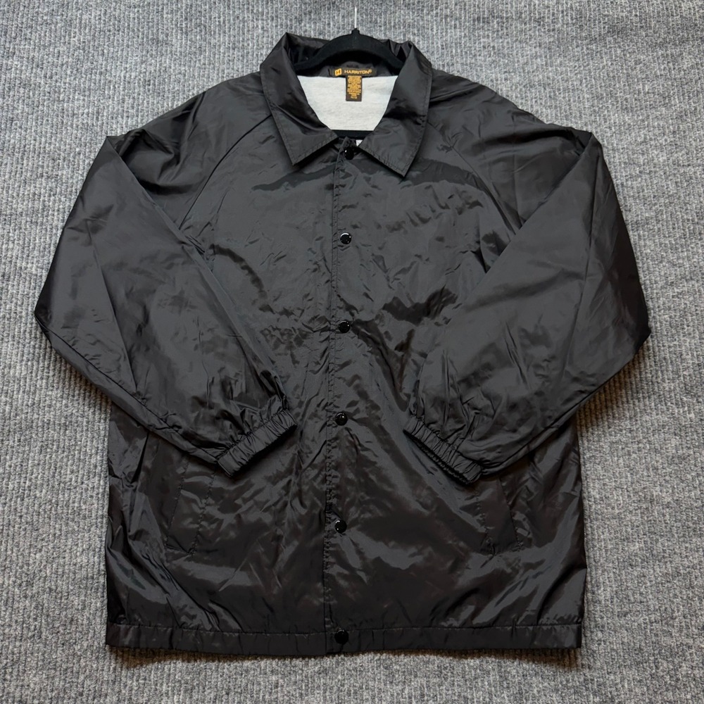 Harriton Staff Coaches Jacket Mens M Black Nylon Lined Windbreaker Full‎ Zip